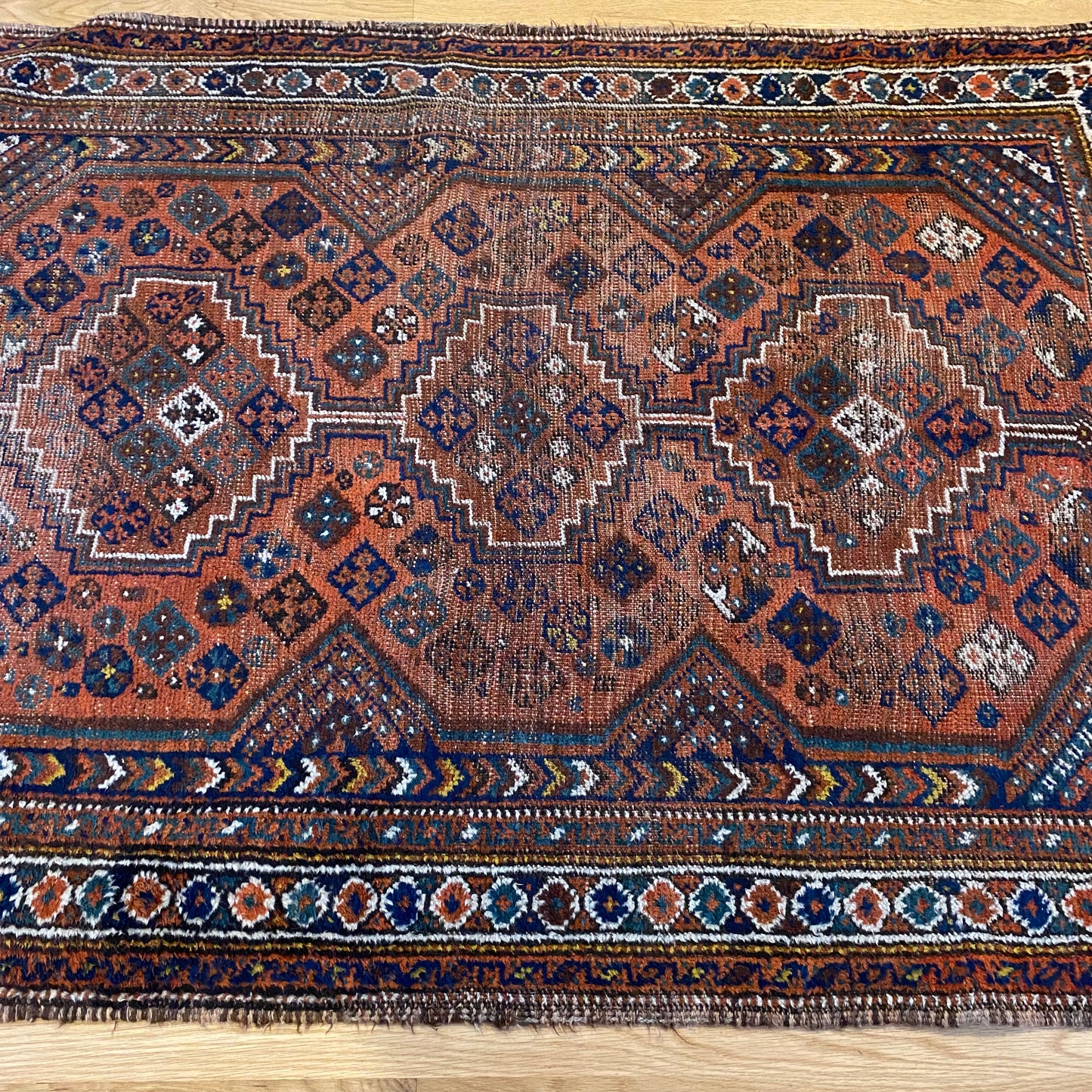 Vintage Rug, 4' x 5' 5 Orange Brown