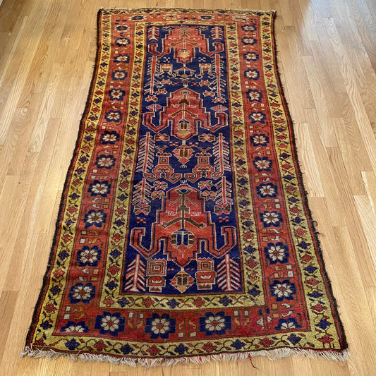 Vintage Rug, 3' 5 x 6' 6 Blue