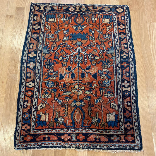 Vintage Rug, 2' 2 x 3' Red Coral