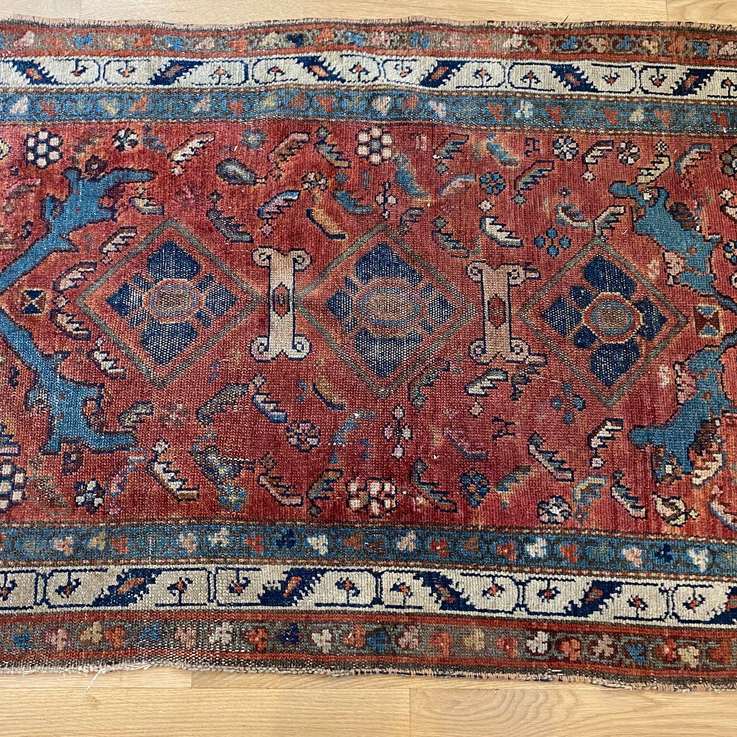 Antique Rug, 2' 11 x 5' 5 Dark Pink