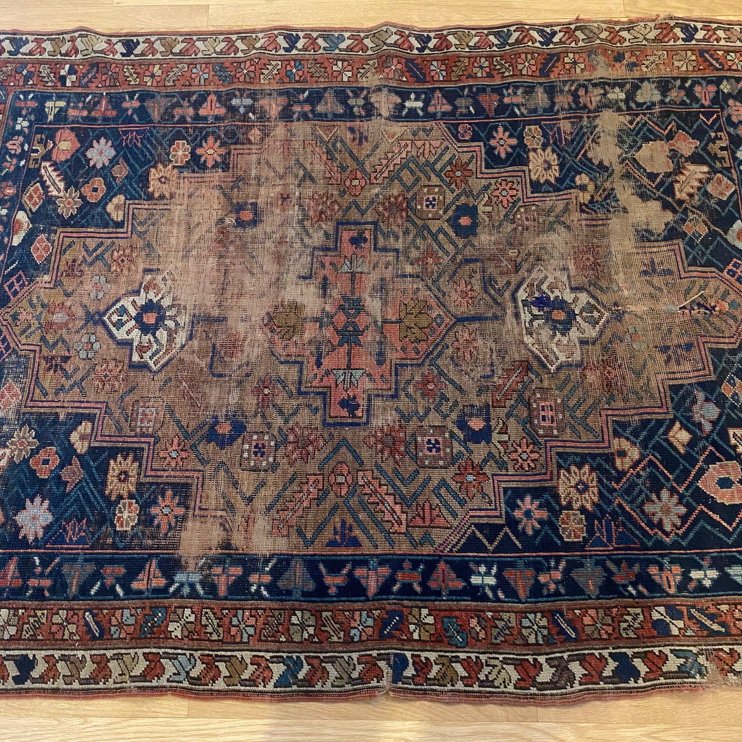 Antique Rug, 4' x 5' 5 Blue