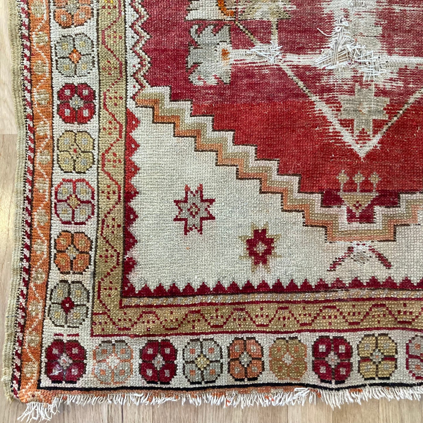 Antique Rug, 3' 1 x 4' 3 Red Turkish