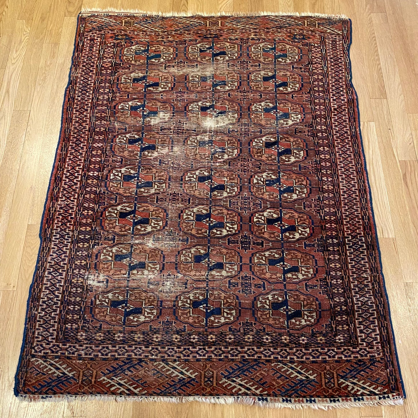Antique Rug, 3' 4 x 4' 5 Maroon - Jessie's Oriental Rugs