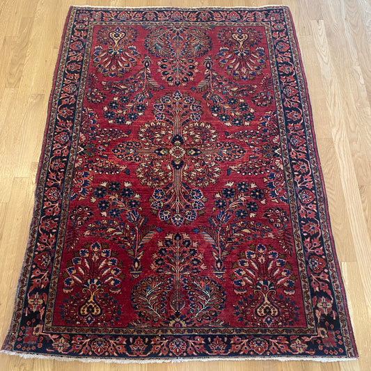 Vintage Rug, 3’ 6 x 4’ 11 Dark Pink