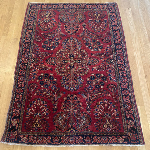 Vintage Rug, 3’ 6 x 4’ 11 Dark Pink