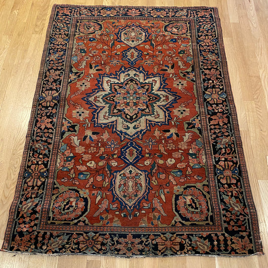 Antique Rug, 3' 6 x 4' 10 Red
