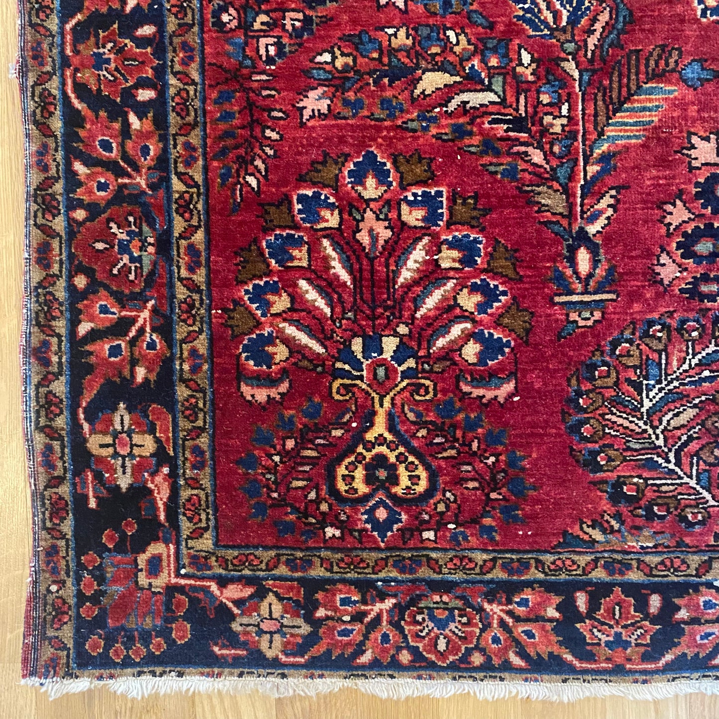 Vintage Rug, 3’ 6 x 4’ 11 Dark Pink