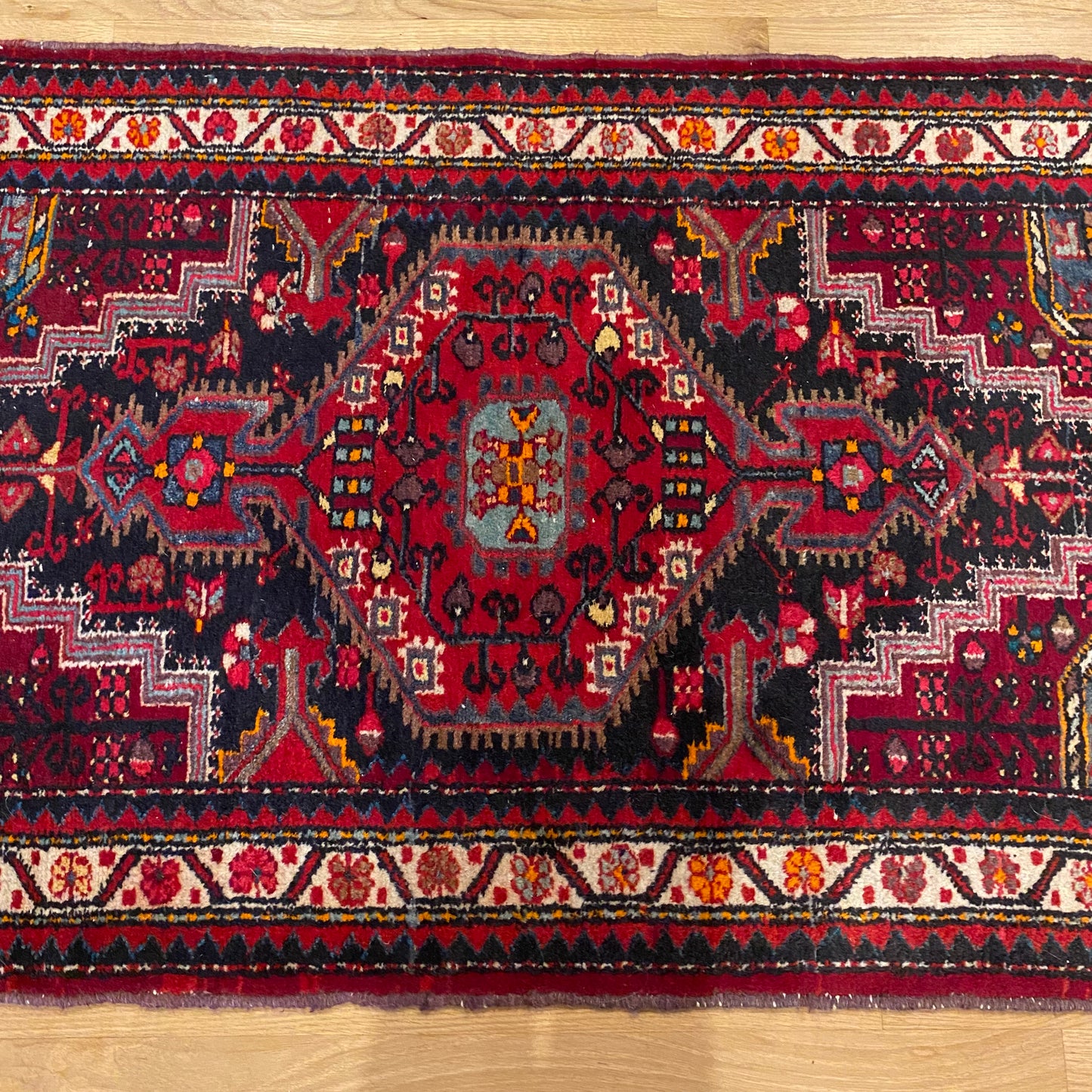 Vintage Rug, 2' 8 x 4' Dark Blue Black