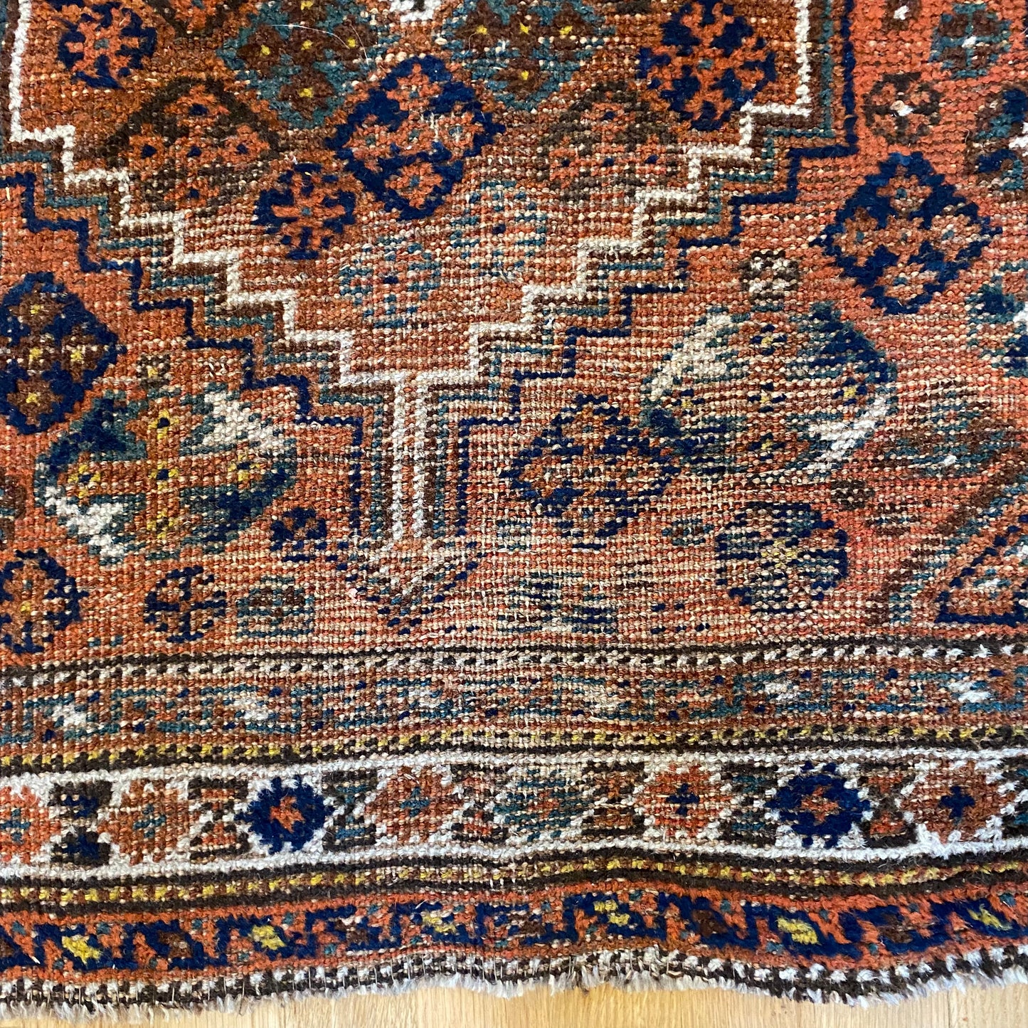 Vintage Rug, 4' x 5' 5 Orange Brown