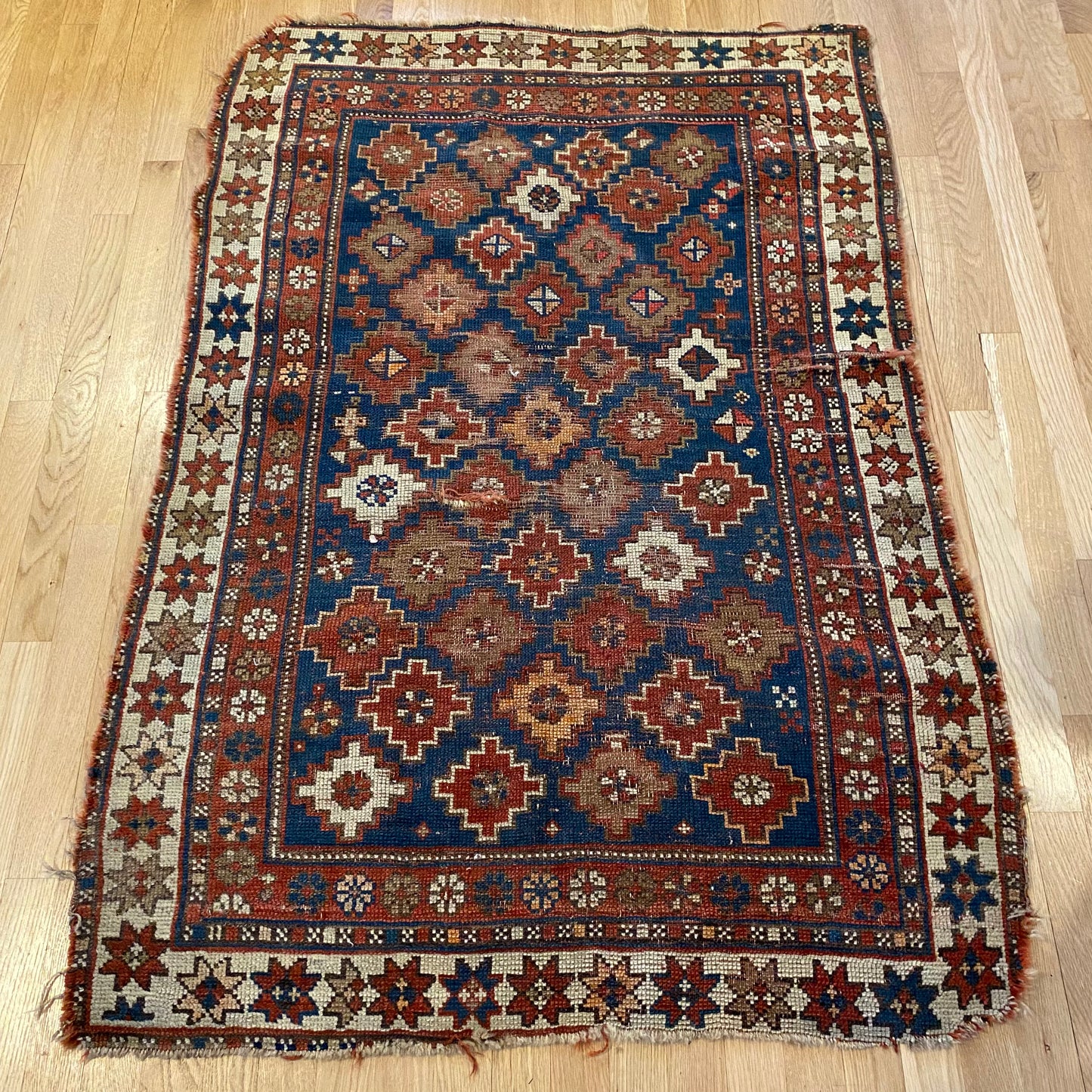 Antique Rug, 3' 4 x 4' 10 Blue