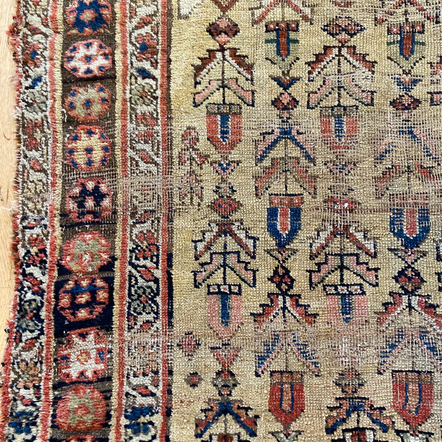 Antique Rug, 3' 10 x 7' 9 Soft Gold