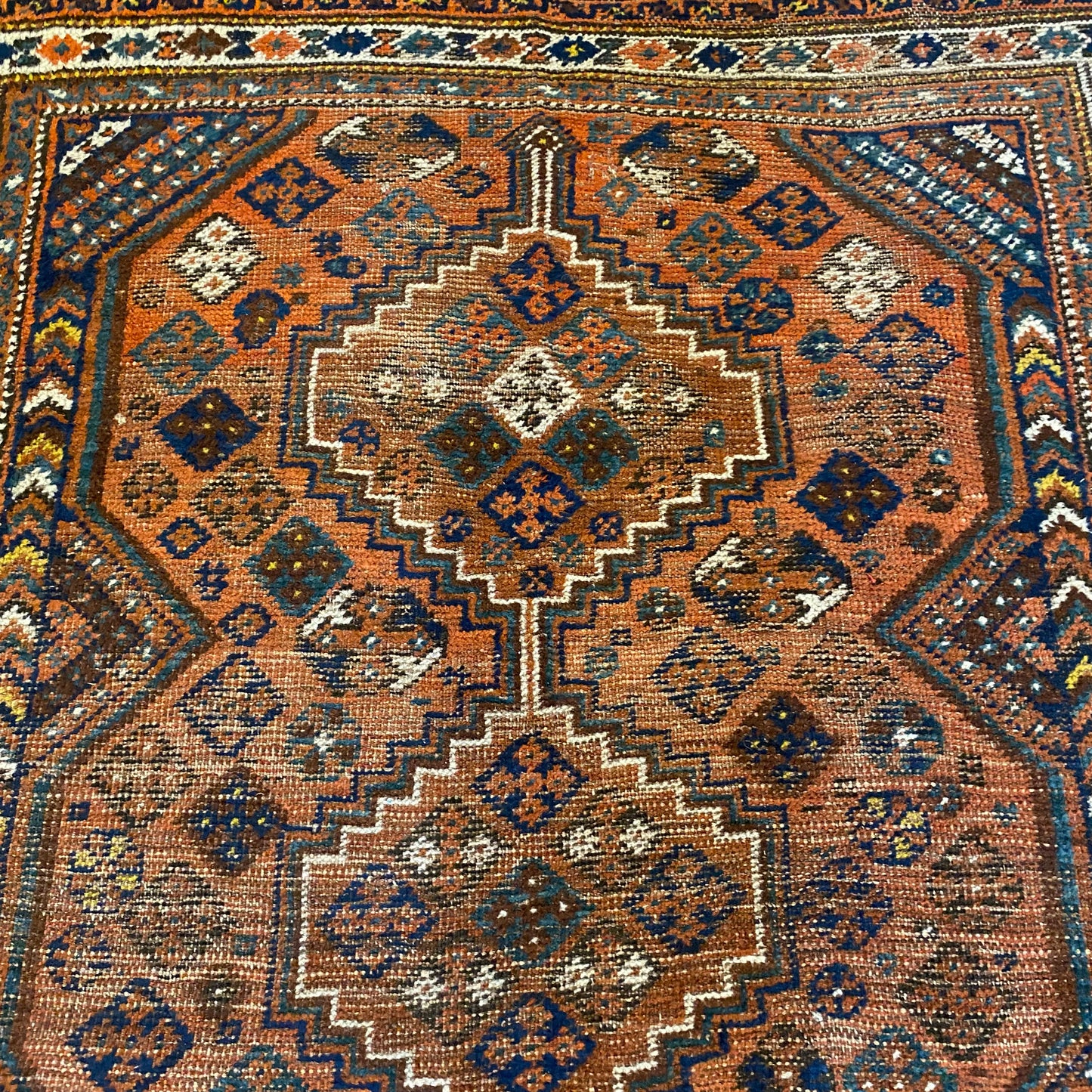 Vintage Rug, 4' x 5' 5 Orange Brown