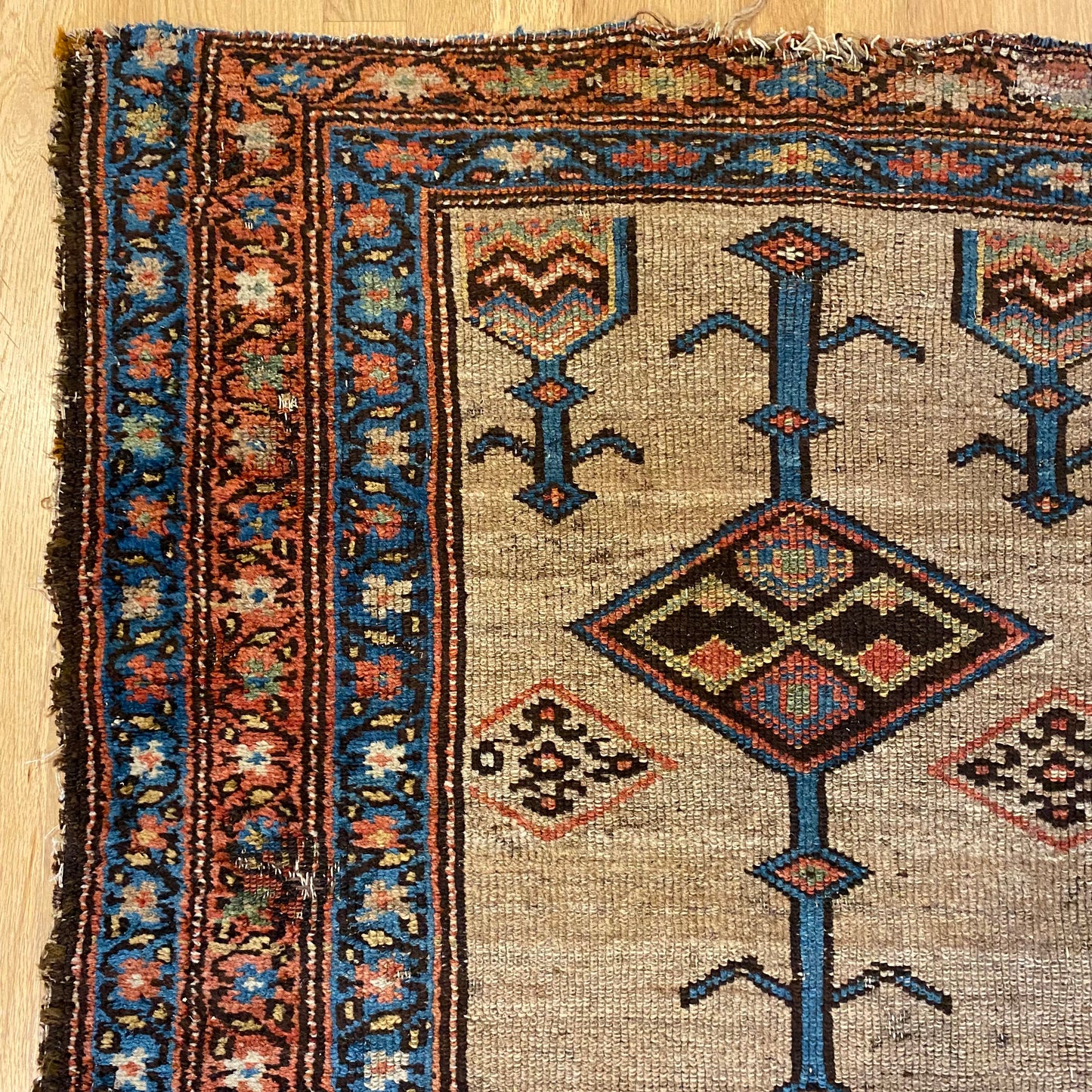 Antique Rug, 3' 4 x 6' 8 Dark Tan