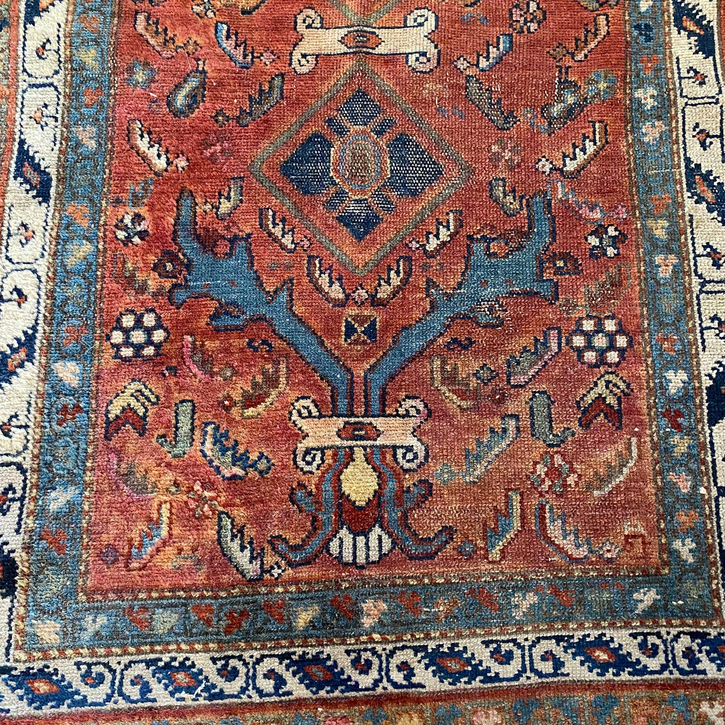Antique Rug, 2' 11 x 5' 5 Dark Pink