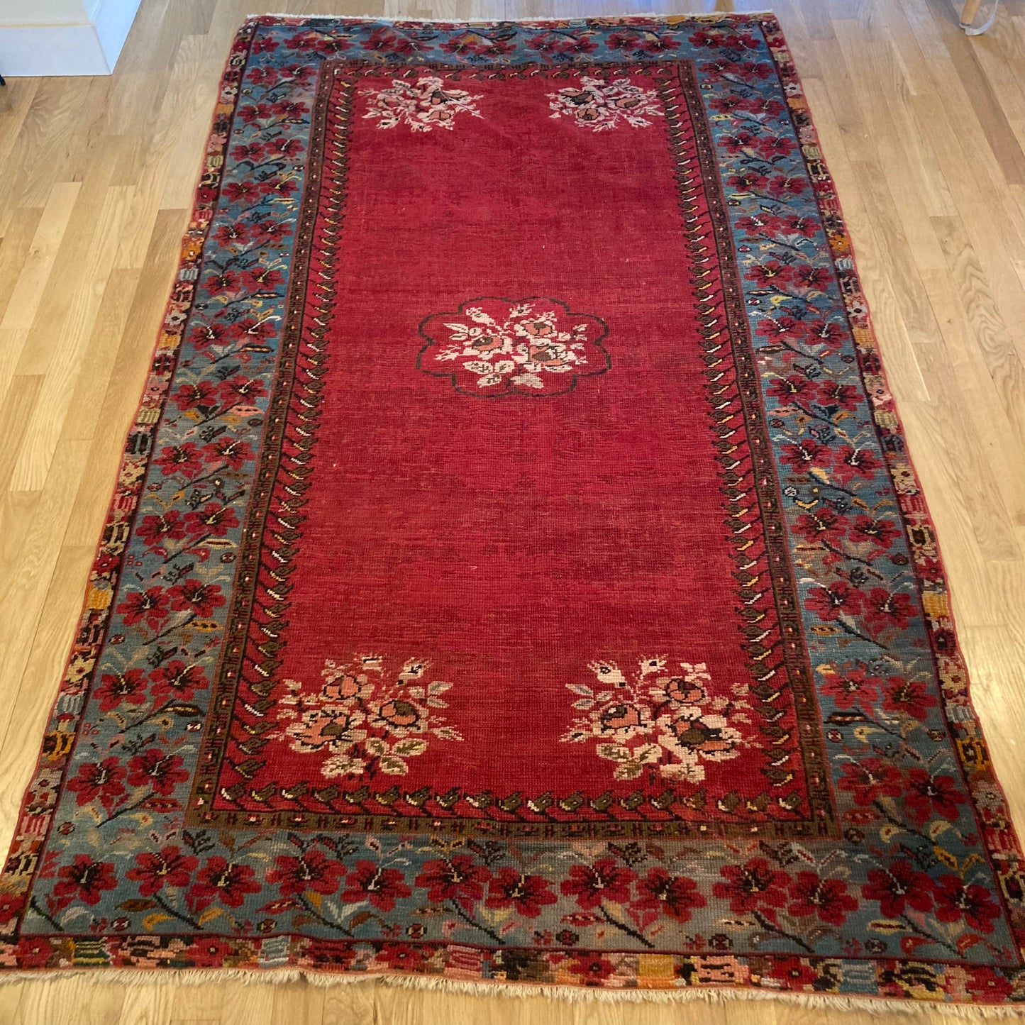 Antique Rug, 4' 2 x 7' 2 Red