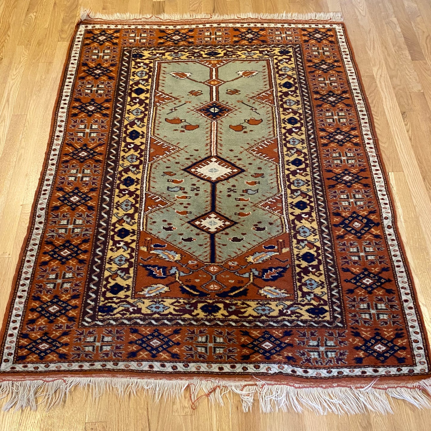 Vintage Rug, 4' x 5' 5 Soft Green