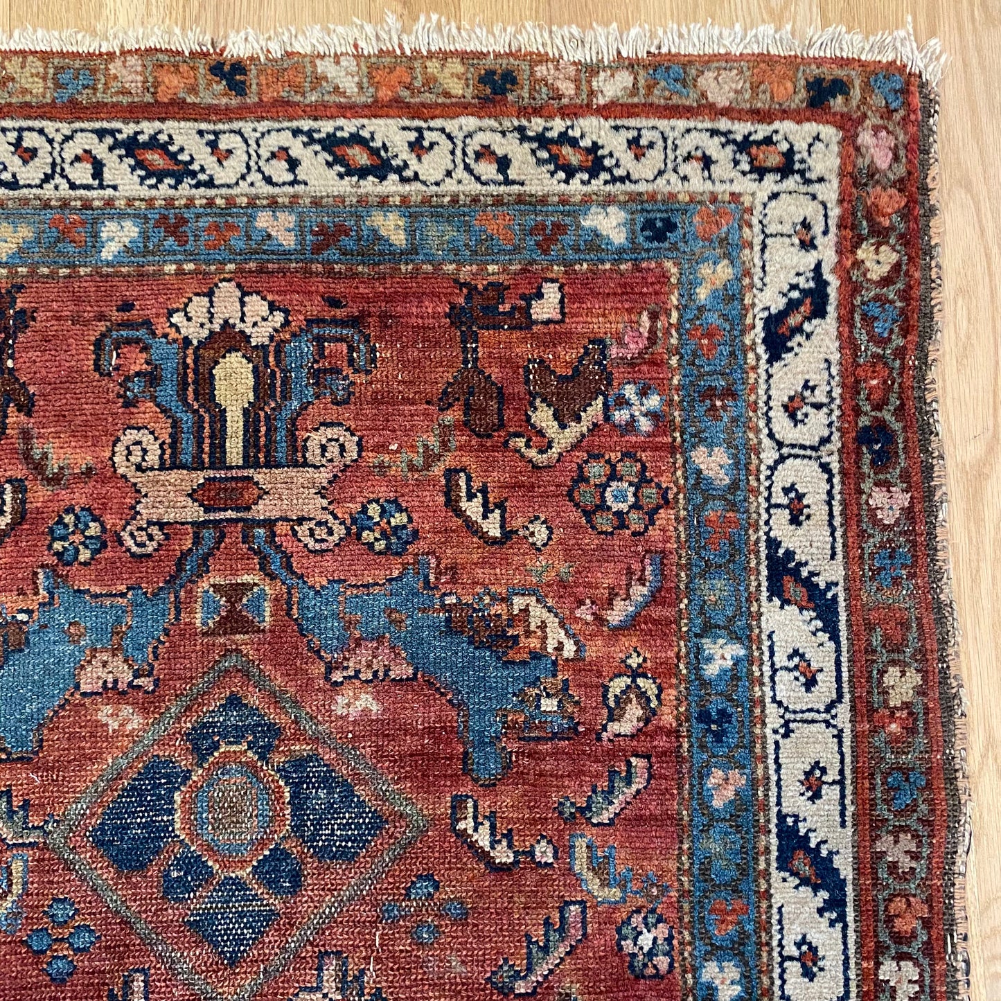 Antique Rug, 2' 11 x 5' 5 Dark Pink