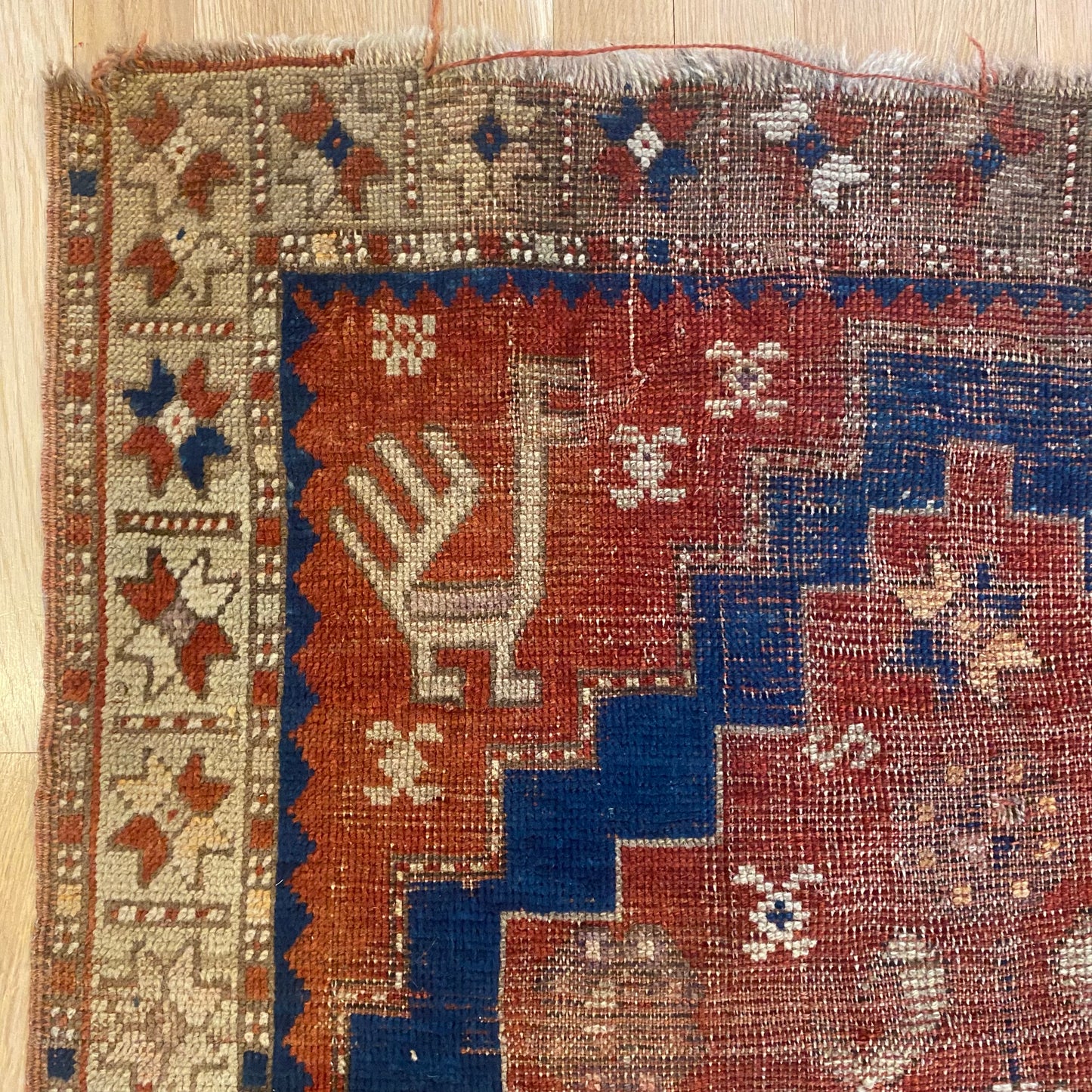Antique Rug, 3' x 3' 2 Red