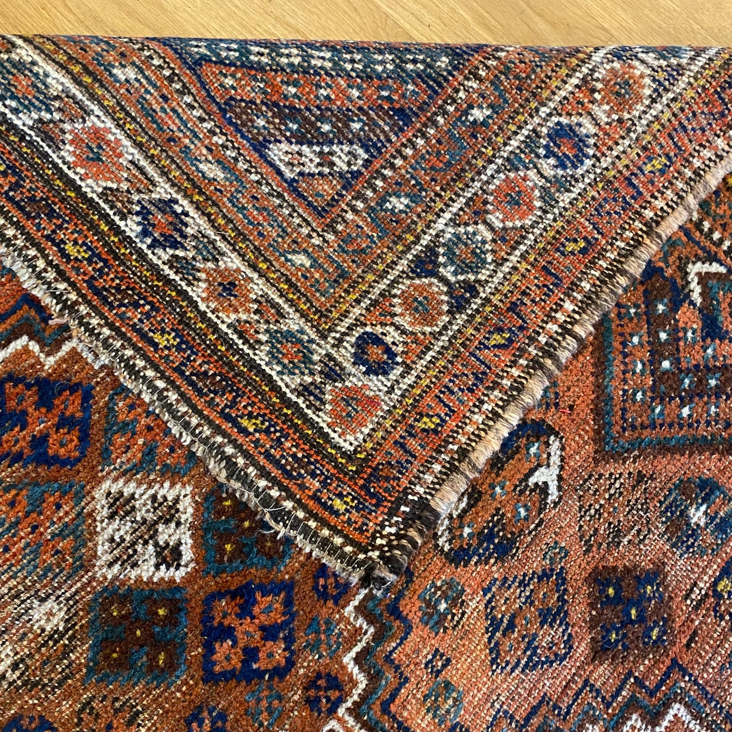Vintage Rug, 4' x 5' 5 Orange Brown