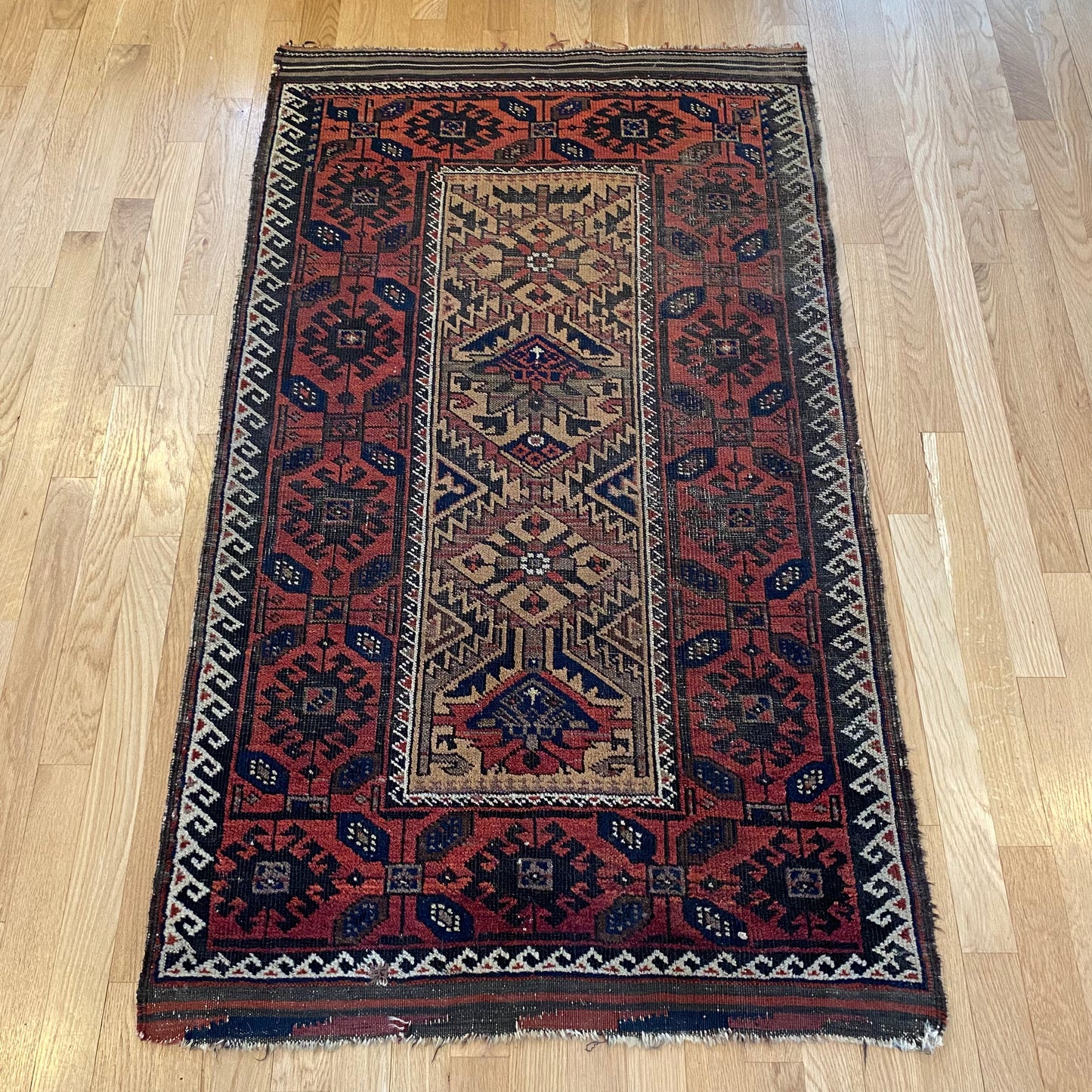 Antique Rug, 2' 9 x 4' 9 Tan