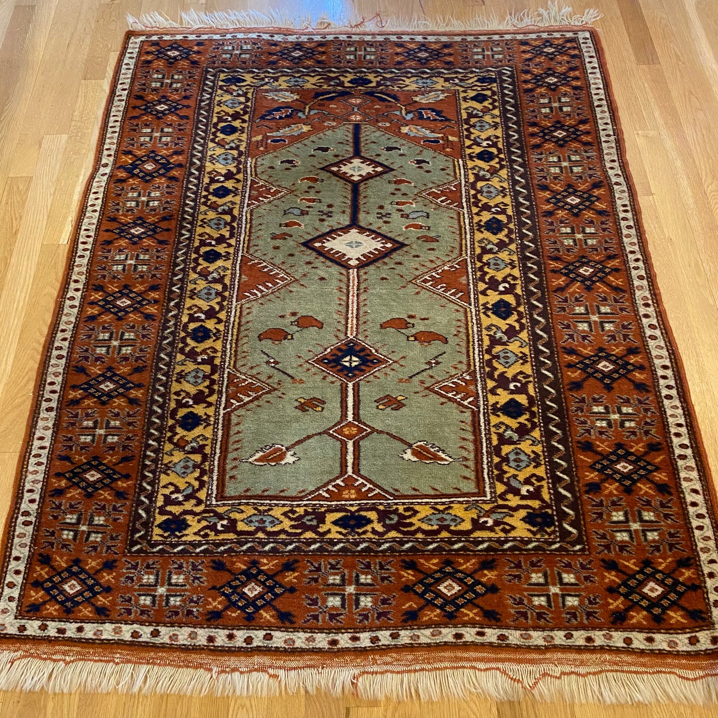 Vintage Rug, 4' x 5' 5 Soft Green