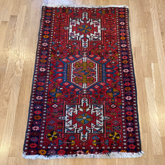 RESERVED Vintage Rug, 2' 4 x 3' 11 Red