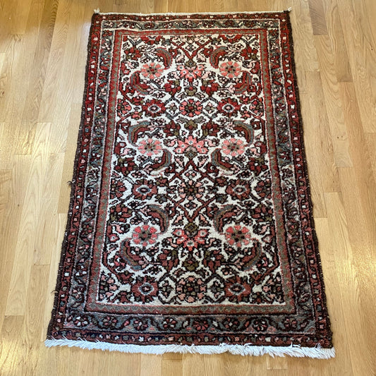 Vintage Rug, 2' 7 x 4' 2 White
