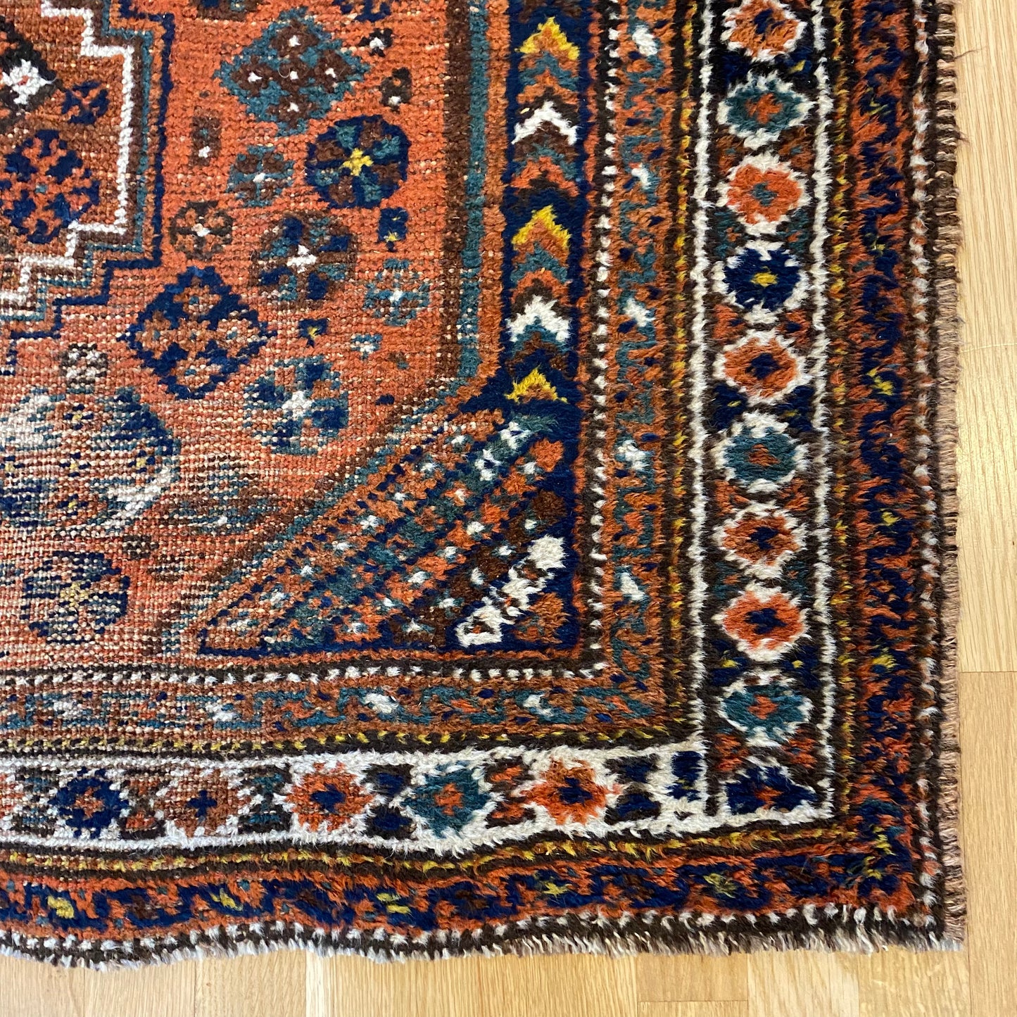 Vintage Rug, 4' x 5' 5 Orange Brown