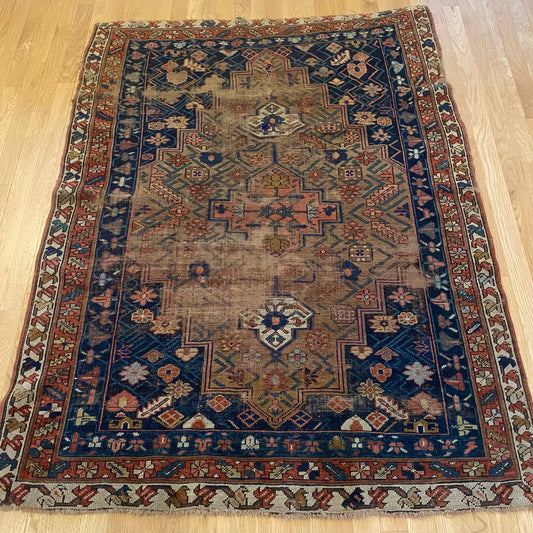 Antique Rug, 4' x 5' 5 Blue