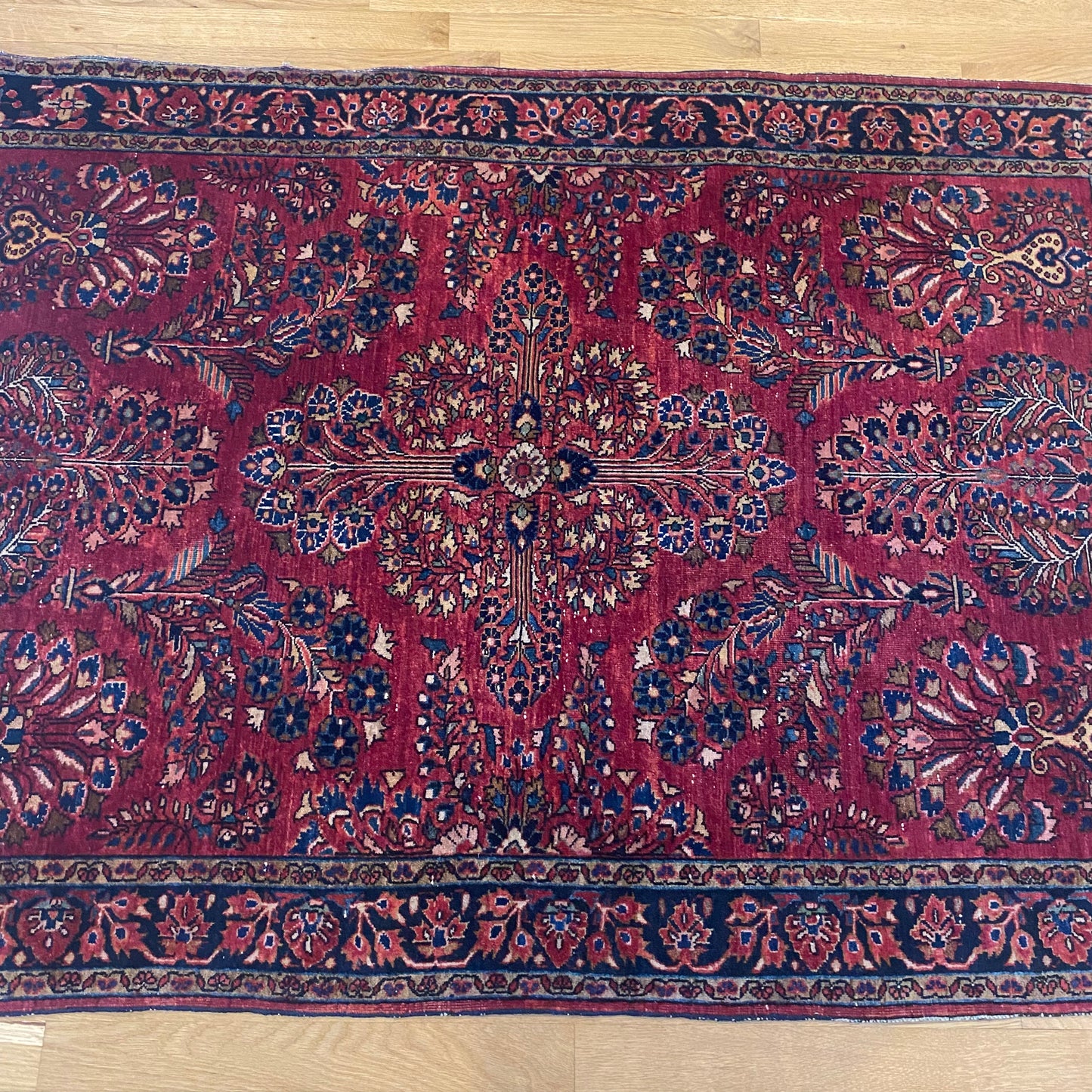 Vintage Rug, 3’ 6 x 4’ 11 Dark Pink