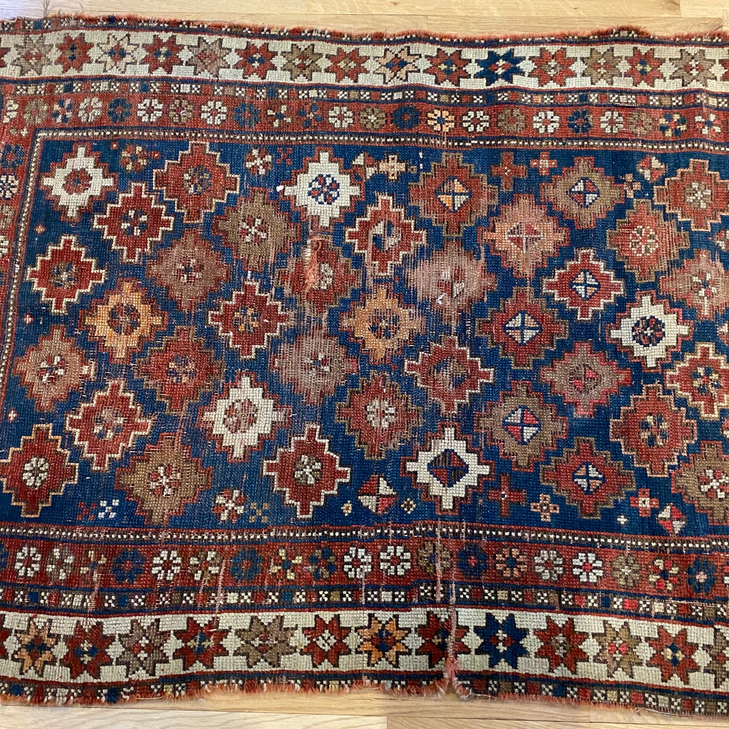Antique Rug, 3' 4 x 4' 10 Blue