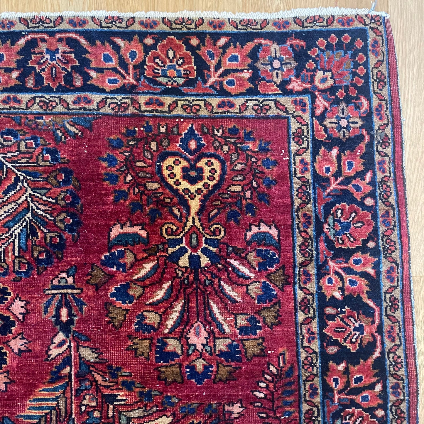 Vintage Rug, 3’ 6 x 4’ 11 Dark Pink