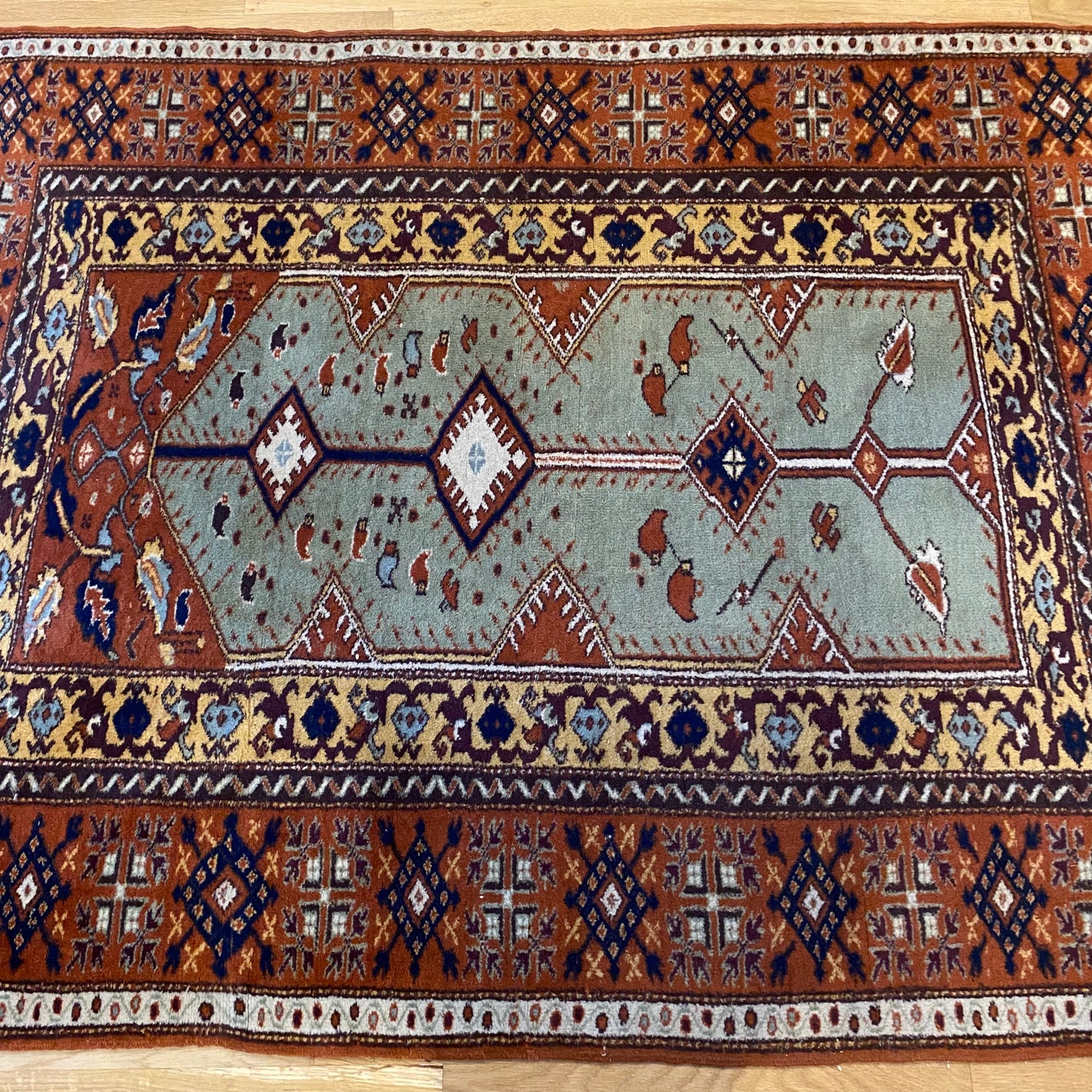 Vintage Rug, 4' x 5' 5 Soft Green