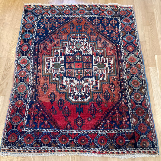 Vintage Rug, 3' 5 x 4' 5 Red