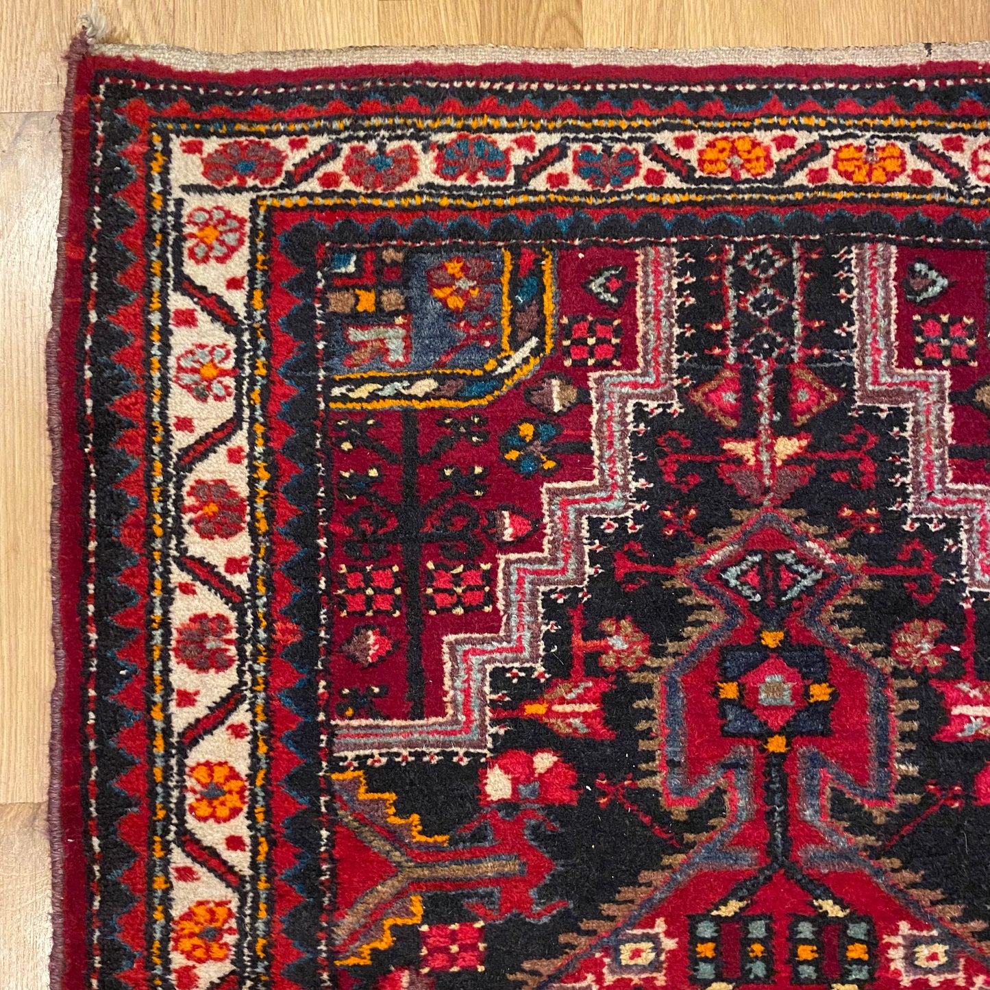 Vintage Rug, 2' 8 x 4' Dark Blue Black