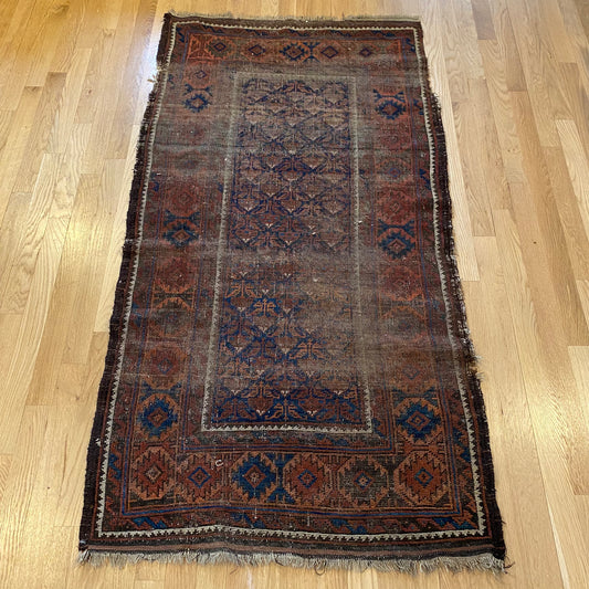 Antique Rug, 2' 10 x 5' 5 Blue