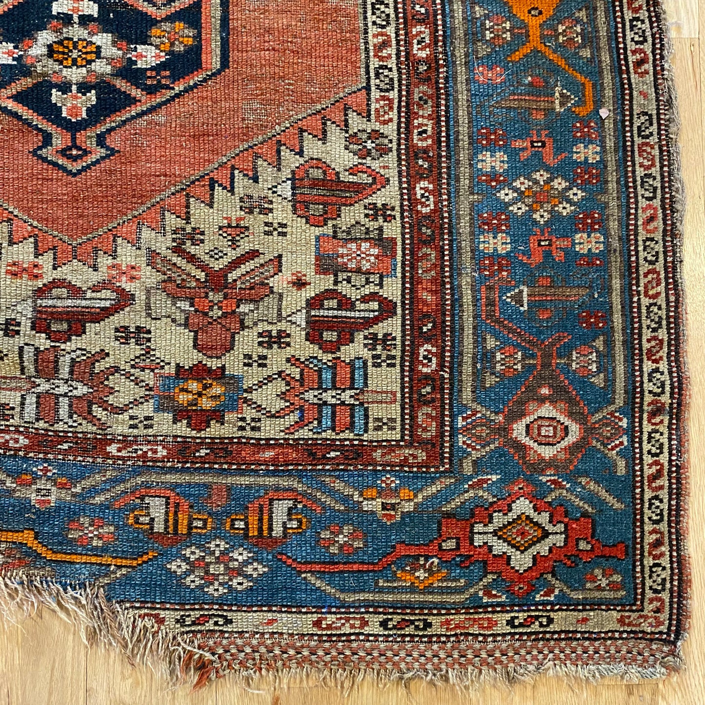 Antique Rug, 3' 10 x 6' 9 Red Orange