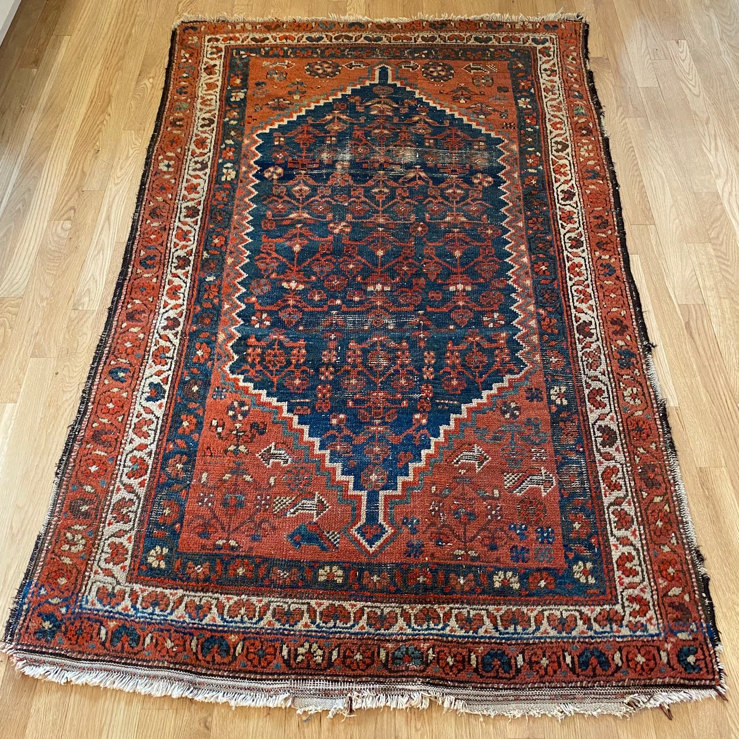 Vintage Rug, 3' 11 x 6' 4 Red Orange
