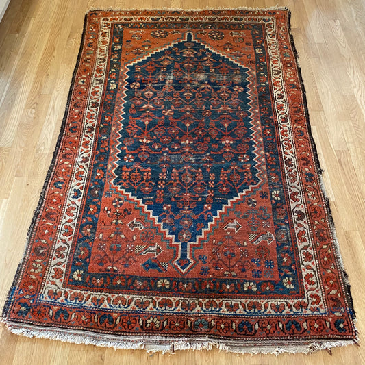 Vintage Rug, 3' 11 x 6' 4 Red Orange