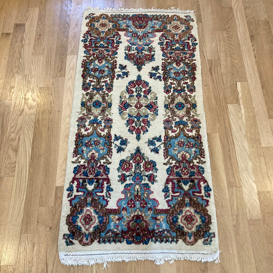 Vintage Rug, 2' x 4' 2 White