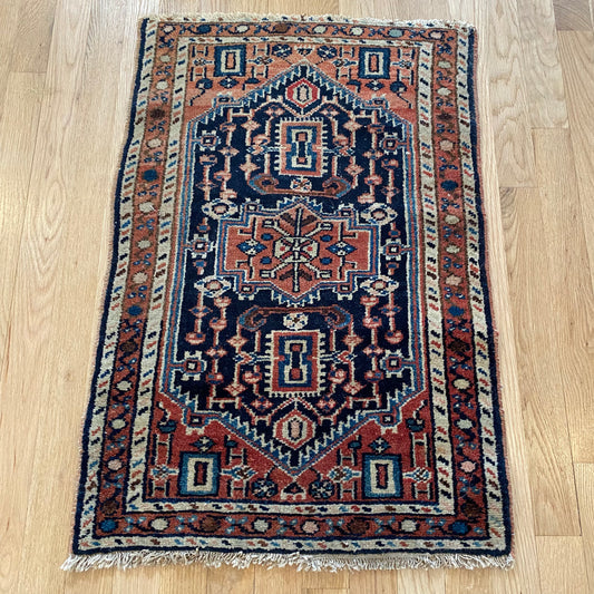 Vintage Rug, 1' 9 x 2' 8 Blue