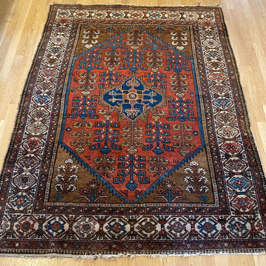 Vintage Rug, 4' 5 x 5' 10 Red