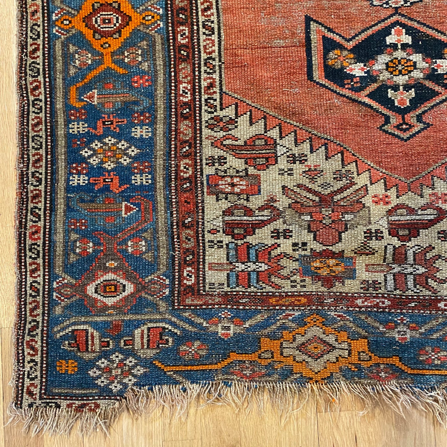 Antique Rug, 3' 10 x 6' 9 Red Orange