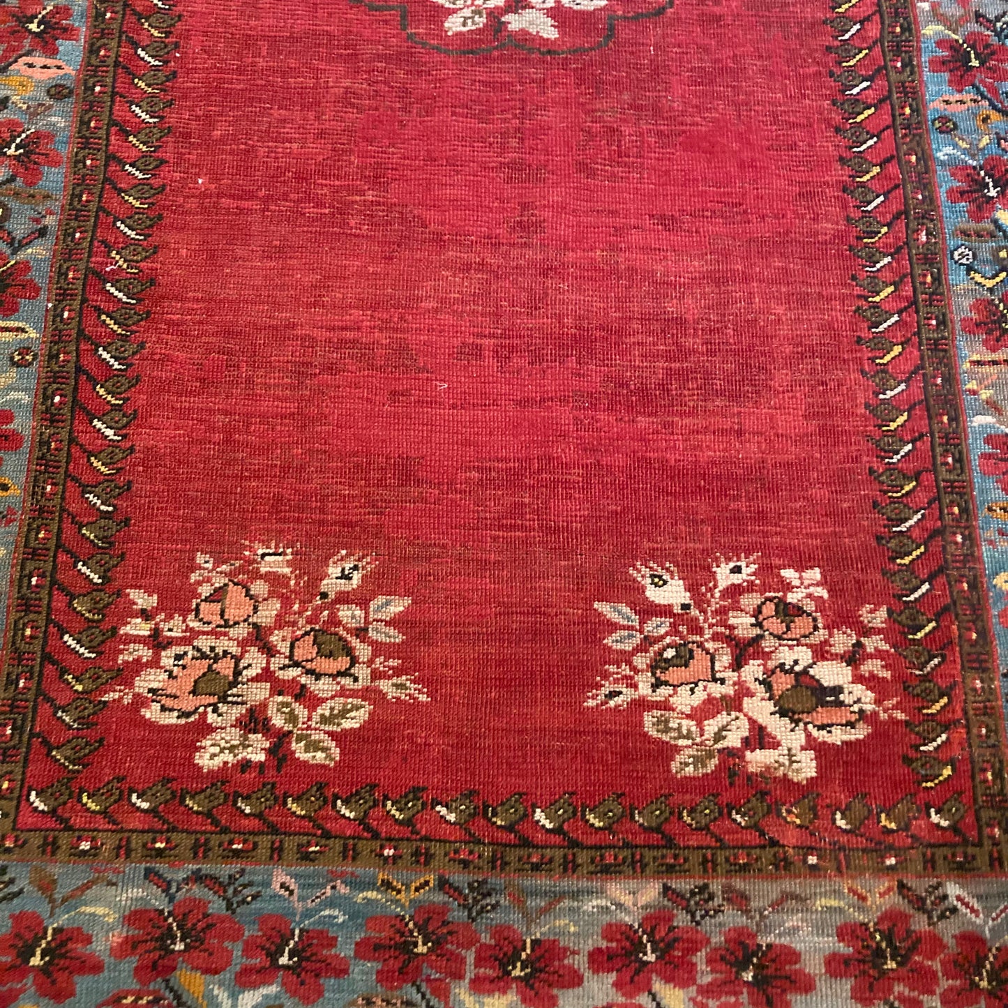 Antique Rug, 4' 2 x 7' 2 Red