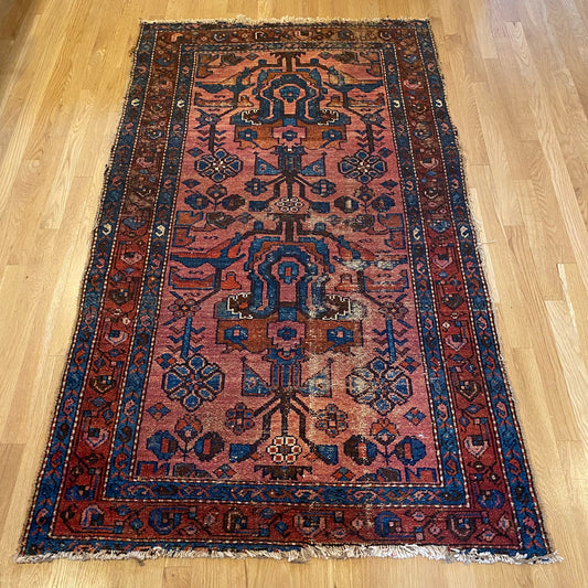 Vintage Rug, 3' 8 x 6' 2 Dark Pink