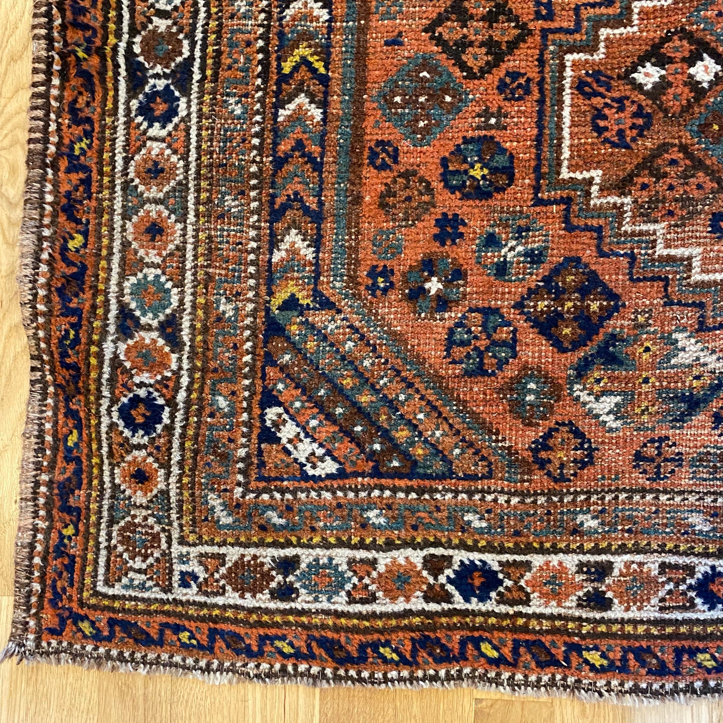 Vintage Rug, 4' x 5' 5 Orange Brown
