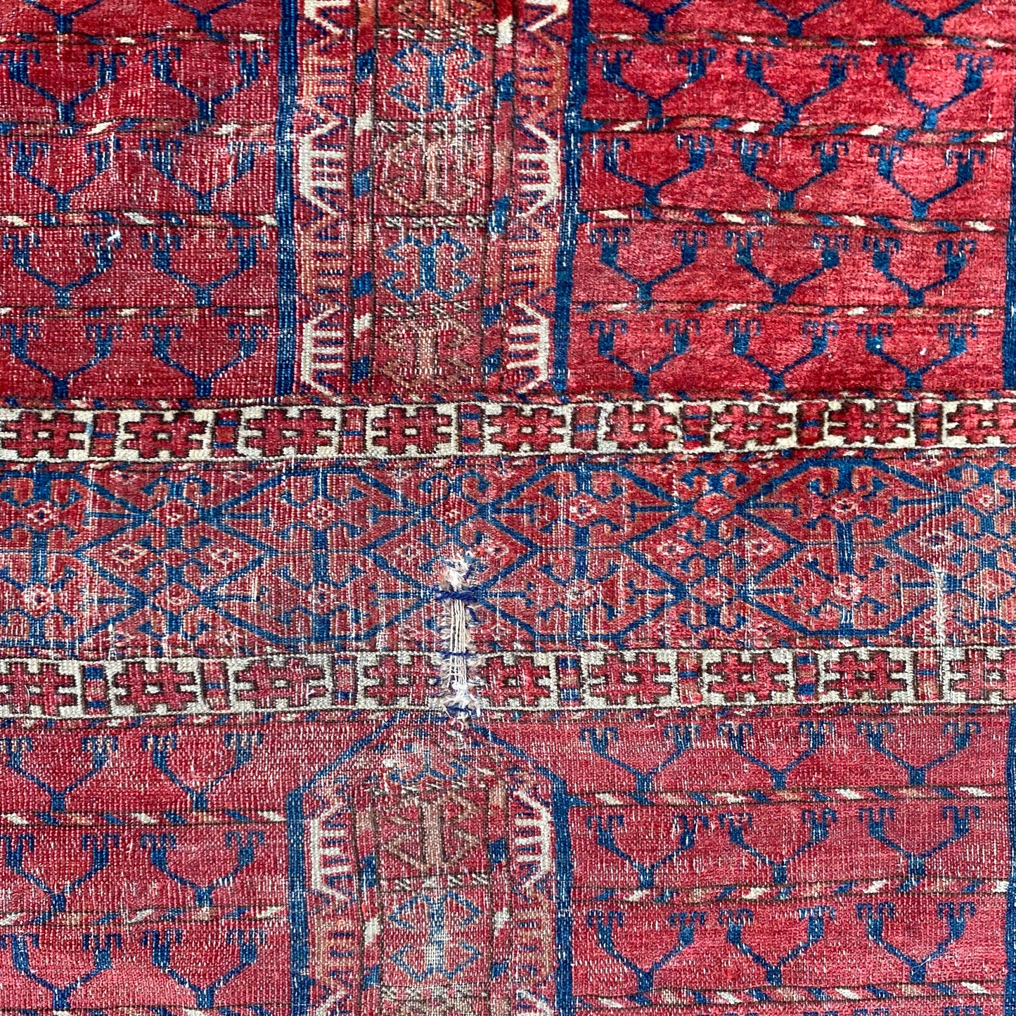 Antique Rug, 4' 1 x 4' 3 Red Orange