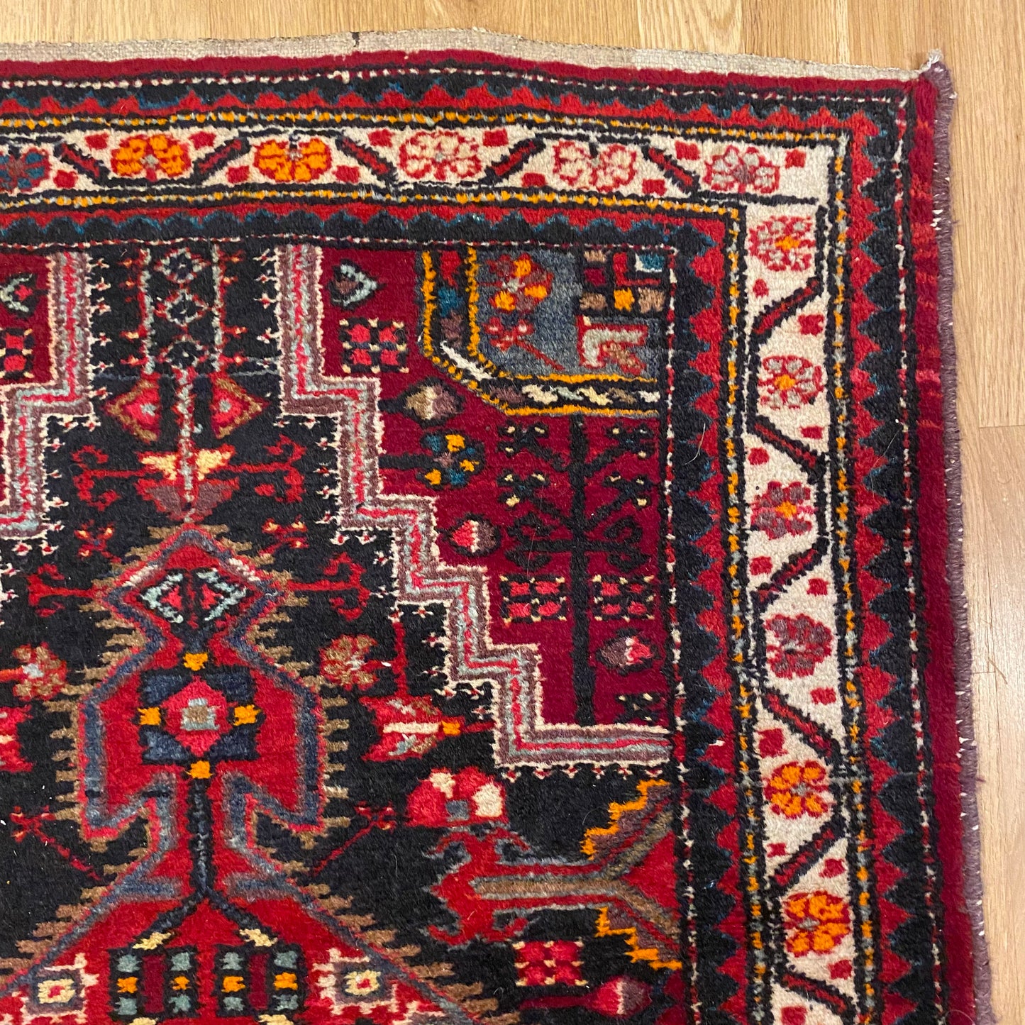 Vintage Rug, 2' 8 x 4' Dark Blue Black