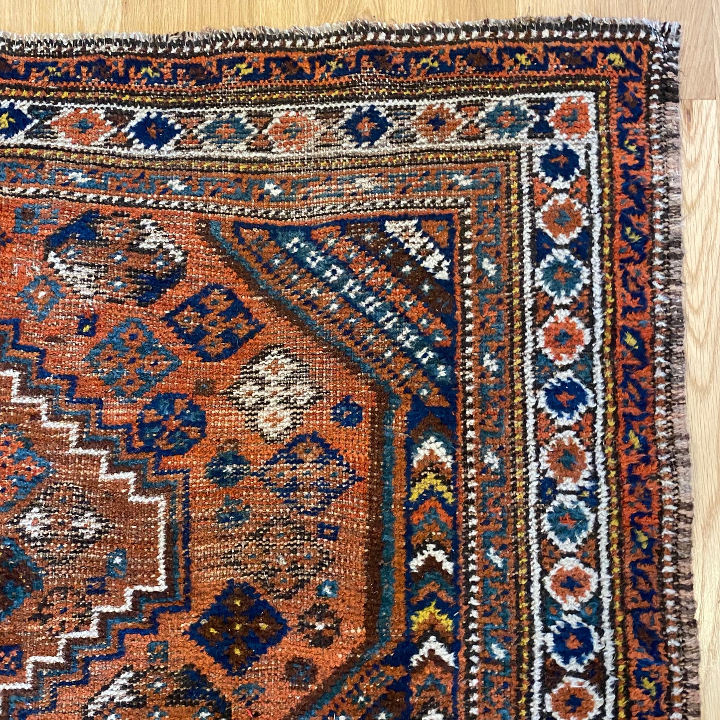 Vintage Rug, 4' x 5' 5 Orange Brown