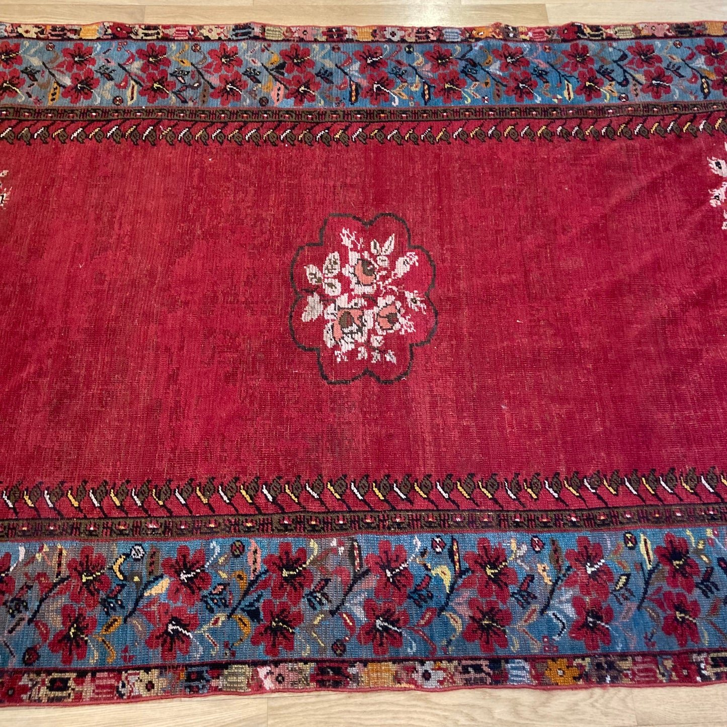 Antique Rug, 4' 2 x 7' 2 Red